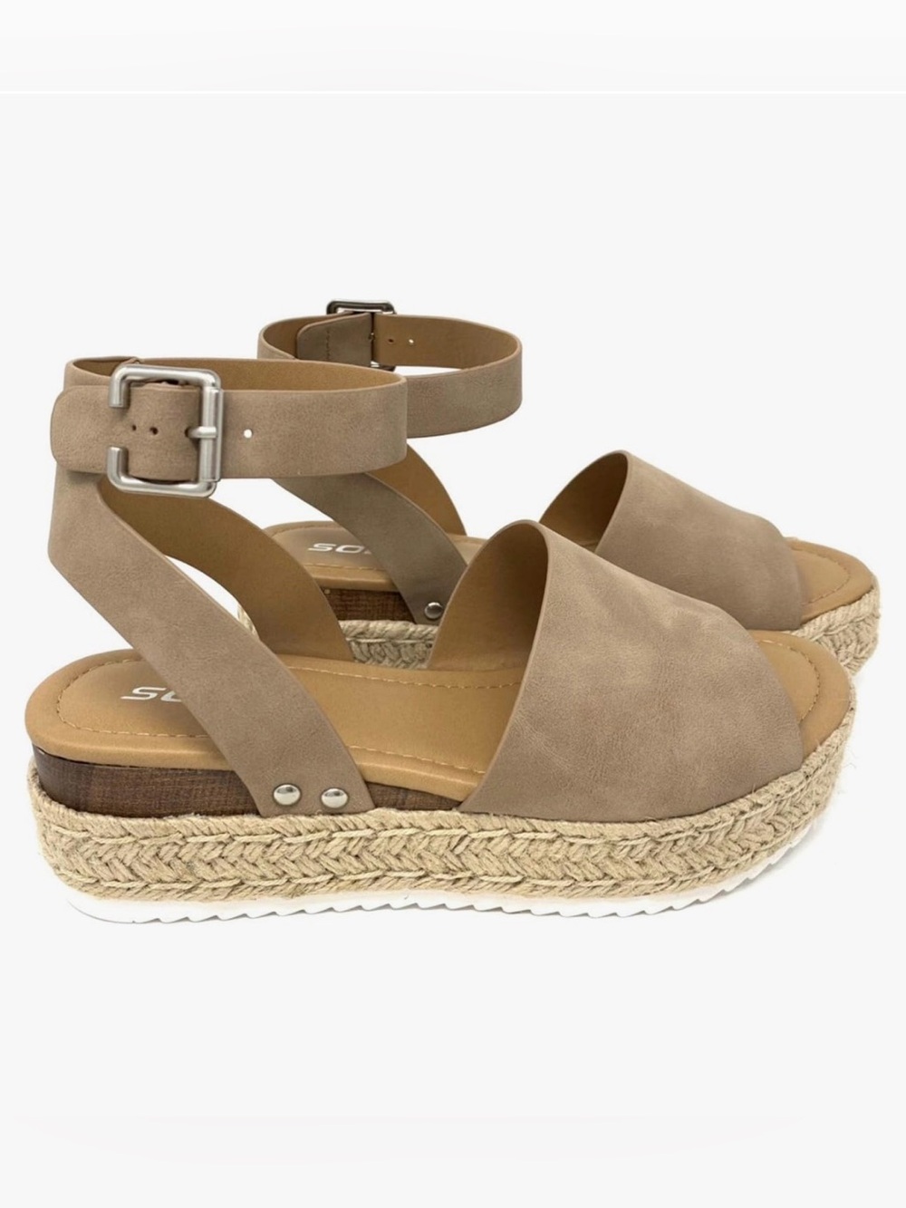 Soda Topic Espadrille Flatform Wedge Sandals in Taupe
